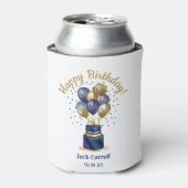 80歳の誕生日 ネイビーブルーのバルーンケーキ 缶クーラー (缶正面)