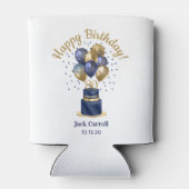 80歳の誕生日 ネイビーブルーのバルーンケーキ 缶クーラー (裏面)