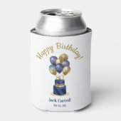80歳の誕生日 ネイビーブルーのバルーンケーキ 缶クーラー (缶正面)