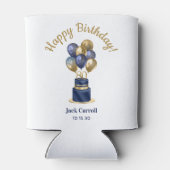 80歳の誕生日 ネイビーブルーのバルーンケーキ 缶クーラー (裏面)