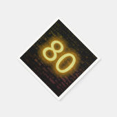 80歳の誕生日 ネオンサイン レンガの壁に設置 スタンダードカクテルナプキン (角)