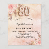 80歳の誕生日 パンパス草 ローズ 予算 招待状 チラシ (正面)