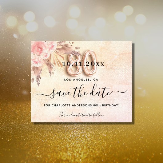 80歳の誕生日 パンパス ローズ Save the Date 予算 チラシ