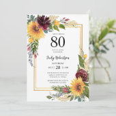 80歳の誕生日 ヒマワリ 招待状 (スタンド正面)