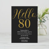 80歳の誕生日 ブラックゴールド シックな誕生日 招待状 (スタンド正面)