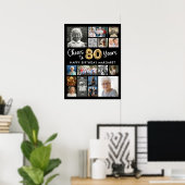 80歳の誕生日 ブラックゴールド 16枚の写真 おめでとう80年 ポスター (ホームオフィス)