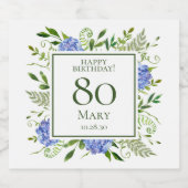 80歳の誕生日 ブルー・ハイドランジア ビールラベル (シングルラベル)