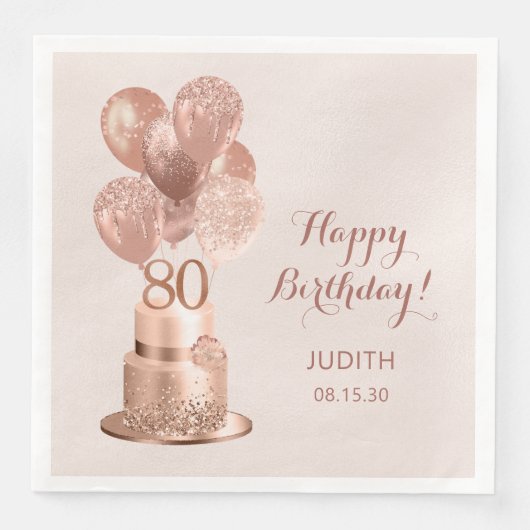 80歳の誕生日 ローズゴールドケーキ (正面)