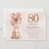 80歳の誕生日 ローズゴールドケーキ 招待状 (正面)