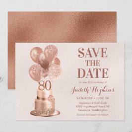80歳の誕生日 ローズゴールドケーキ Save The Date セーブザデート