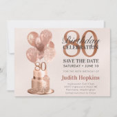 80歳の誕生日 ローズゴールドケーキ Save The Date セーブザデート (正面)