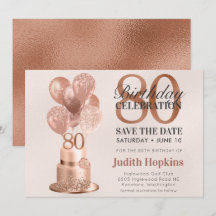 80歳の誕生日 ローズゴールドケーキ Save The Date
