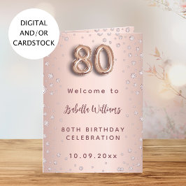 80歳の誕生日 ローズゴールド ダイヤモンド ウェルカムメニュー 招待状