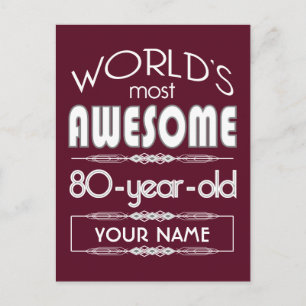 80歳の誕生日 世界で最高の素晴らしいワインレッド ポストカード