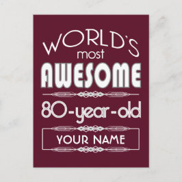 80歳の誕生日 世界で最高の素晴らしいワインレッド ポストカード