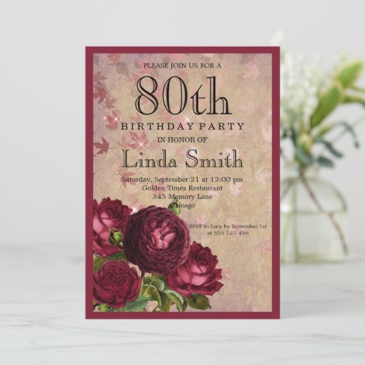 80歳の誕生日 招待状 (スタンド正面)