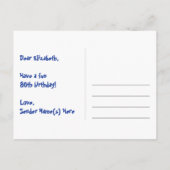 80歳の誕生日：楽しいハート柄、虹 80 ポストカード (裏面)