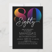 80歳の誕生日 現代風 招待状 (正面)