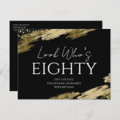 80歳の誕生日 誰が金 黒 保存日 ポストカード (正面/裏面)