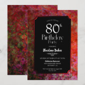 80歳の誕生日 赤と黒のパーティー 招待状 (正面/裏面)