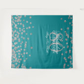 80歳の誕生日 銀と青の紙吹雪の背景 タペストリー (正面(横))