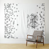 80歳の誕生日 銀白色の紙吹雪 背景 タペストリー (インサイチュ(横))