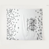 80歳の誕生日 銀白色の紙吹雪 背景 タペストリー (正面(横))