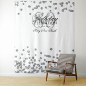 80歳の誕生日 銀白色の紙吹雪 背景 タペストリー (インサイチュ)