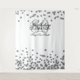 80歳の誕生日 銀白色の紙吹雪 背景 タペストリー