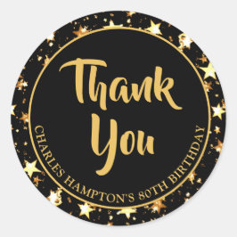80歳の誕生日 黒金星 THANK YOU ラウンドシール