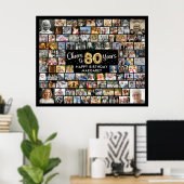 80歳の誕生日 100枚の写真 ブラックゴールド 乾杯 イヤー ポスター (ホームオフィス)