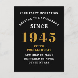 80歳の誕生日 1945 ブラック ゴールド ポストカード