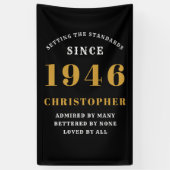 80歳の誕生日 1946年生まれ 名前を追加 ブラックゴールド 横断幕 (縦)