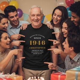 80歳の誕生日 1946年 パーソナライズ ヴィンテージ ギフト ブラック Tシャツ