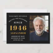 80歳の誕生日 1946 ブラックゴールドの写真入り 招待状 (正面)