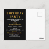 80歳の誕生日 1946 ブラック ゴールド ご招待 ポストカード (裏面)
