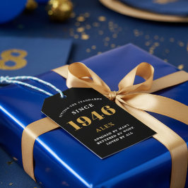 80歳の誕生日 1946 ブラック ゴールド エレガント シック ギフトタグ