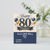 80歳の誕生日 Save the Date ポストカード (スタンド正面)