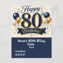 80歳の誕生日 Save the Date   ポストカード