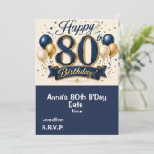 80歳の誕生日 Save the Date 招待状 (スタンド正面)