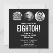 80歳の誕生日EIGHT OH!フォトモノ白黒 招待状 (裏面)