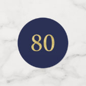 80歳の金ゴールドと海軍紙吹雪80歳の誕生日パーティー コンフェッティ (スモール正面)