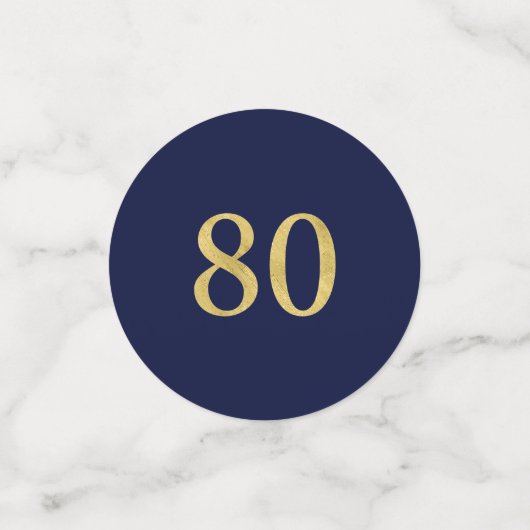 80歳の金ゴールドと海軍紙吹雪80歳の誕生日パーティー コンフェッティ (スモール正面)