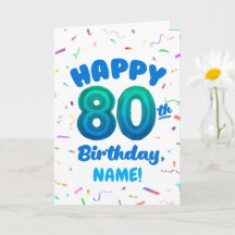 80歳の風船ナンバー 名前入り 誕生日カード