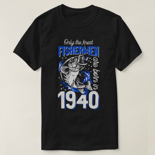 80歳の魚釣り漁師への贈り物1940 80th tシャツ (デザイン正面)