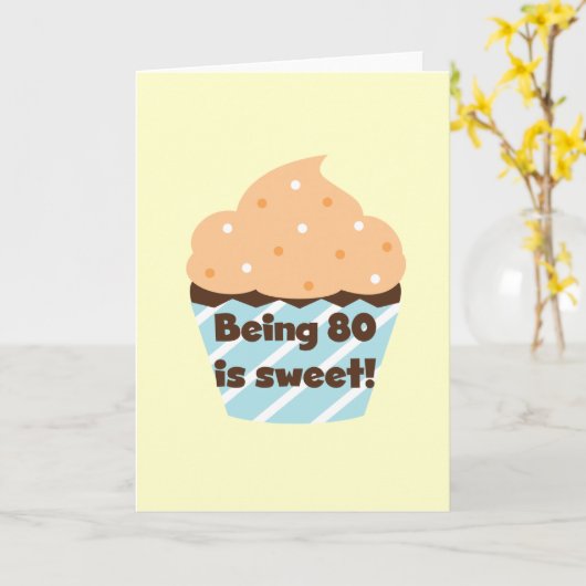 80歳は甘い誕生日Tシャツとプレゼント カード (黄色い花)