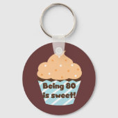 80歳は甘い誕生日Tシャツとプレゼント キーホルダー (正面)