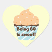 80歳は甘い誕生日Tシャツとプレゼント ハートシール (正面)