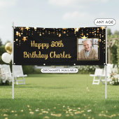 80歳またはその他の誕生日フォトゴールドスターカスタムカラー 横断幕