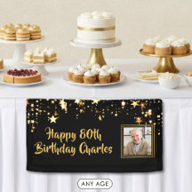 80歳またはその他の誕生日フォトゴールドスター カスタムカラー